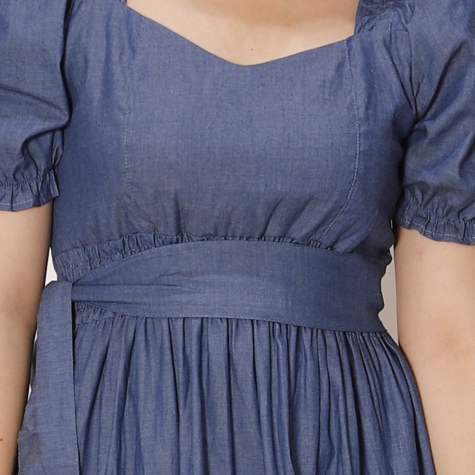 Vestido largo en chambray