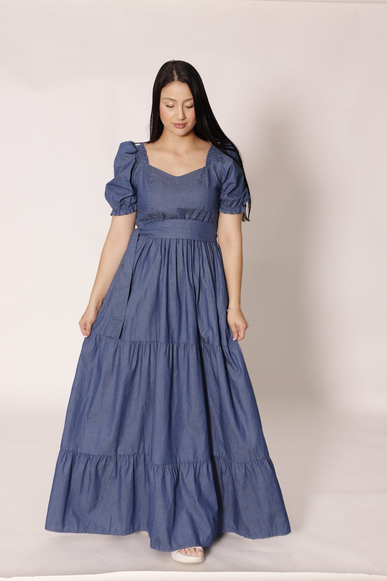 Vestido largo en chambray