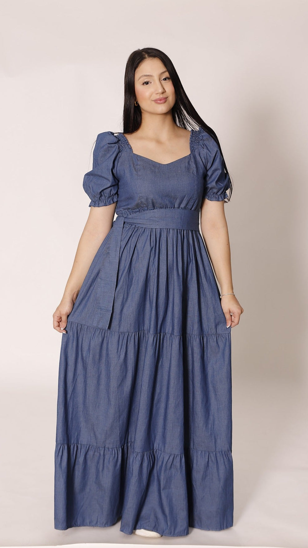 Vestido largo en chambray