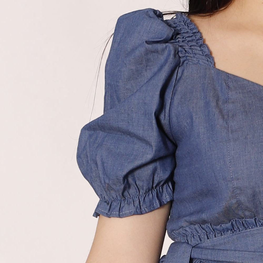 Vestido largo en chambray