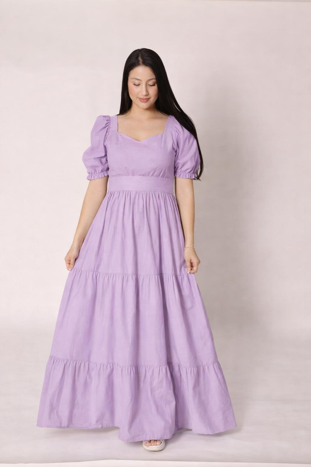 Vestido largo con cinturón de amarrar Ref. 7115