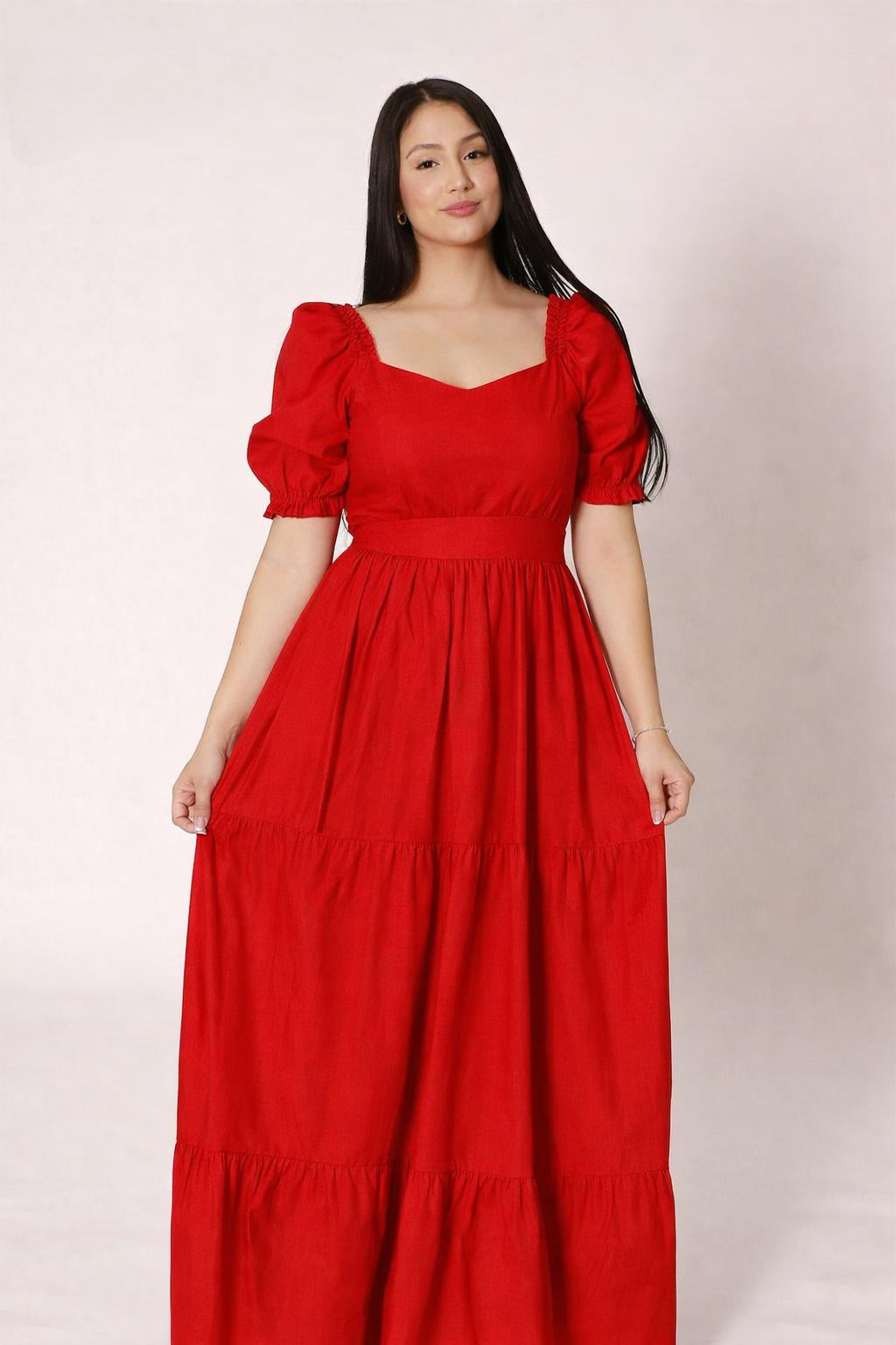 Vestido largo con cinturón de amarrar Ref. 7115